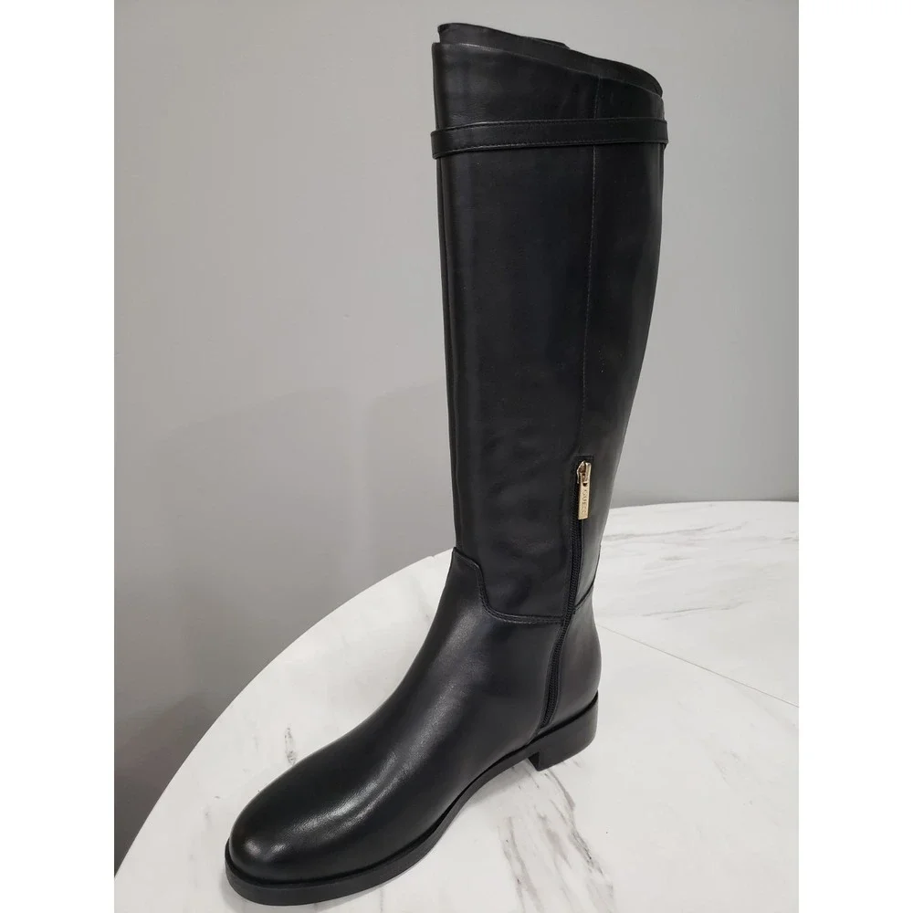 NEW Guess TALL Black leather boots ZORO Size 8.5 riding‎ fall knee high